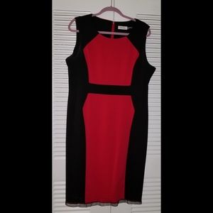 Calvin Klein Red & Black Sleeveless Dress
